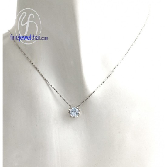 จี้อะความารีน-จี้เงิน-อะความารีนแท้-พลอยประจำเดือนเกิด-Finejewelthai-P1056aq02e