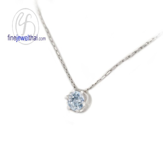 จี้อะความารีน-จี้เงิน-อะความารีนแท้-พลอยประจำเดือนเกิด-Finejewelthai-P1056aq02e