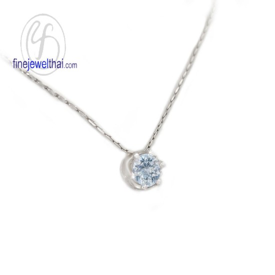 จี้อะความารีน-จี้เงิน-อะความารีนแท้-พลอยประจำเดือนเกิด-Finejewelthai-P1056aq02e