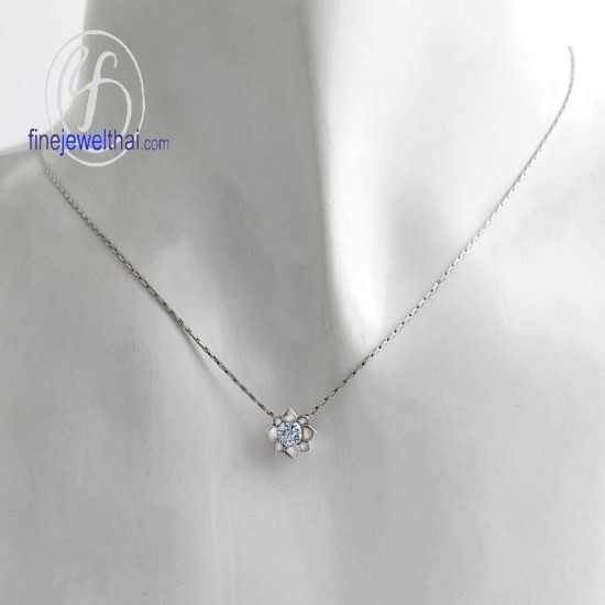 จี้อะความารีน-จี้เงิน-อะความารีนแท้-พลอยประจำเดือนเกิด-Finejewelthai-P1058aq00e