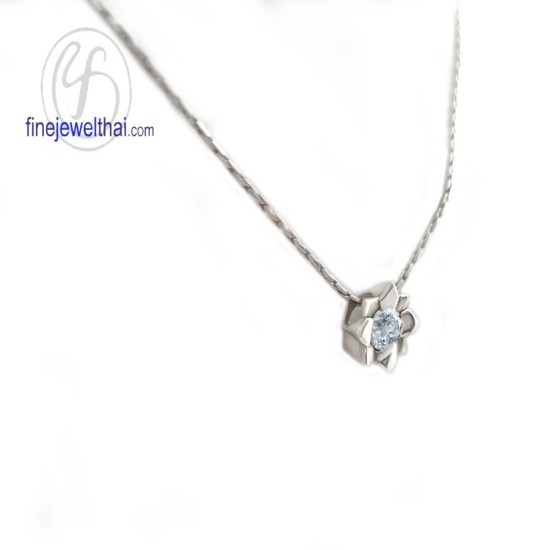 จี้อะความารีน-จี้เงิน-อะความารีนแท้-พลอยประจำเดือนเกิด-Finejewelthai-P1058aq00e