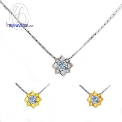 จี้อะความารีน-จี้เงิน-อะความารีนแท้-พลอยประจำเดือนเกิด-Finejewelthai-P1058aq00e