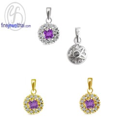จี้อะเมทิสต์-จี้เพชร-CZ-จี้เงินแท้-พลอยประจำเดือนเกิด-Finejewelthai-P1081cz00e-amt
