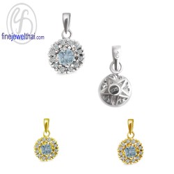 จี้อะความารีน-จี้เพชร-CZ-จี้เงินแท้-พลอยประจำเดือนเกิด-Finejewelthai-P1081cz00e-aq