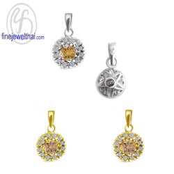 จี้ซิทริน-จี้เพชร-CZ-จี้เงินแท้-พลอยประจำเดือนเกิด-Finejewelthai-P1081cz00e-ct