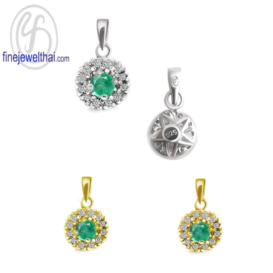 จี้มรกต-จี้เพชร-CZ-จี้เงินแท้-พลอยประจำเดือนเกิด-Finejewelthai-P1081cz00e-em จี้มรกต-จี้เพชร-CZ-จี้เงินแท้-พลอยประจำเดือนเกิด-Finejewelthai-P1081cz00e-em