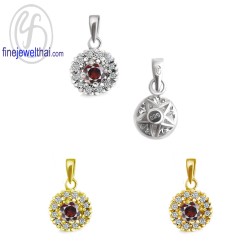 จี้โกเมน-จี้เพชร-CZ-จี้เงินแท้-พลอยประจำเดือนเกิด-Finejewelthai-P1081cz00e-gm