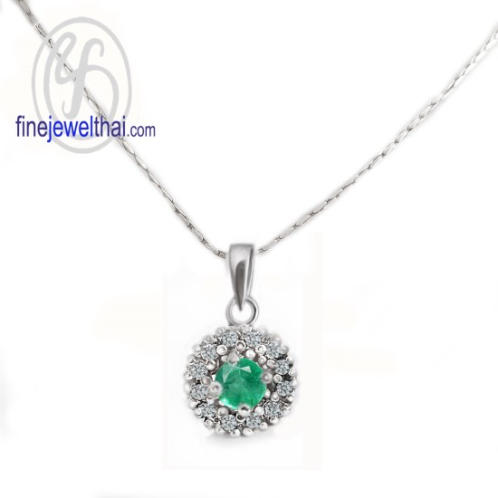 จี้มรกต-จี้เพชร-CZ-จี้เงินแท้-พลอยประจำเดือนเกิด-Finejewelthai-P1081cz00e-em