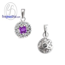 จี้อะเมทิสต์-จี้เพชร-CZ-จี้เงินแท้-พลอยประจำเดือนเกิด-Finejewelthai-P1081cz00e-amt