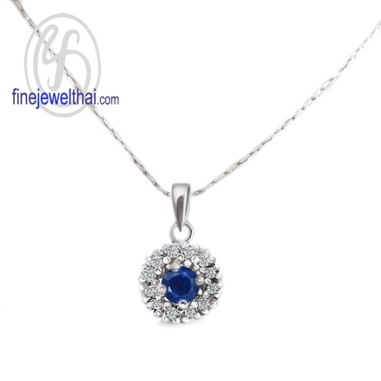 จี้ไพลิน-จี้เพชร-CZ-จี้เงินแท้-พลอยประจำเดือนเกิด-Finejewelthai-P1081cz00e-bl