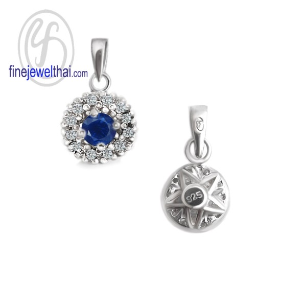 จี้ไพลิน-จี้เพชร-CZ-จี้เงินแท้-พลอยประจำเดือนเกิด-Finejewelthai-P1081cz00e-bl