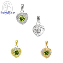 จี้เพอริดอท-จี้เพชร-CZ-จี้หัวใจ-จี้เงินแท้-พลอยประจำเดือนเกิด-Finejewelthai-P1082cz00e-ht-pd