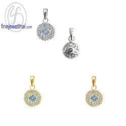 จี้อะความารีน-จี้เพชร-จี้เงิน-เพชร-CZ-พลอยประจำเดือนเกิด-Finejewelthai-P1083aq00e
