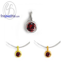 จี้โกเมน-จี้มินิมอล-จี้สร้อยคอ-จี้เงินแท้-พลอยประจำเดือนเกิด-Finejewelthai-P1084gm00e