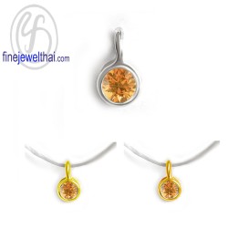 จี้บุษราคัม-จี้มินิมอล-จี้สร้อยคอ-จี้เงินแท้-พลอยประจำเดือนเกิด-Finejewelthai-P1084yl00e