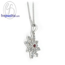 จี้โกเมน-จี้เพชร-จี้เงิน-โกเมนแท้-เพชรสังเคราะห์-เงินแท้925-P1094gm00e จี้โกเมน-จี้เพชร-จี้เงิน-โกเมนแท้-เพชรสังเคราะห์-เงินแท้925-P1094gm00e
