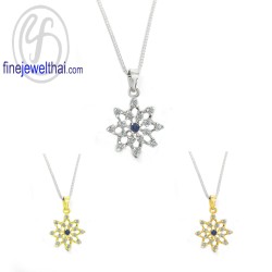 จี้ไพลิน-จี้เพชร-จี้เงิน-ไพลินแท้-เพชรสังเคราะห์-เงินแท้925-P1094bl00e