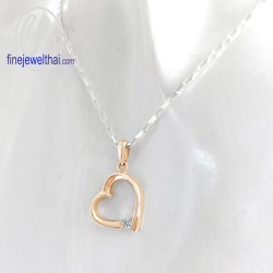 จี้เพชร-จี้หัวใจ-จี้ทองสีชมพู-จี้พิ้งค์โกลด์-เพชรแท้-พิ้งค์โกลด์แท้-Finejewelthai-P1102DPG
