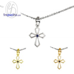 จี้ไพลิน-จี้ไม้กางเขน-จี้พลอย-จี้เงิน-พลอยประจำเดือน-P1120bl