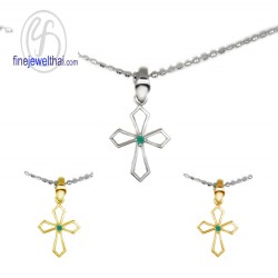 จี้มรกต-จี้ไม้กางเขน-จี้เงิน-จี้พลอย-มรกต-พลอยประจำเดือน-P1120em