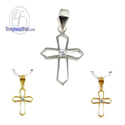 จี้เพชร-จี้เงิน-จี้ไม้กางเขน-เพชร-cz-พลอยประจำเดือนเกิด-Finejewelthai-P1121cz