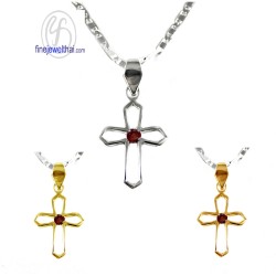 จี้โกเมน-จี้พลอย-จี้ไม้กางเขน-พลอยประจำเดือน-P1121gm
