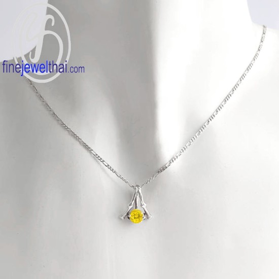 จี้บุษราคัม-จี้พลอย-จี้เงิน-พลอยประจำเดือน-P1126yl จี้บุษราคัม-จี้พลอย-จี้เงิน-พลอยประจำเดือน-P1126yl