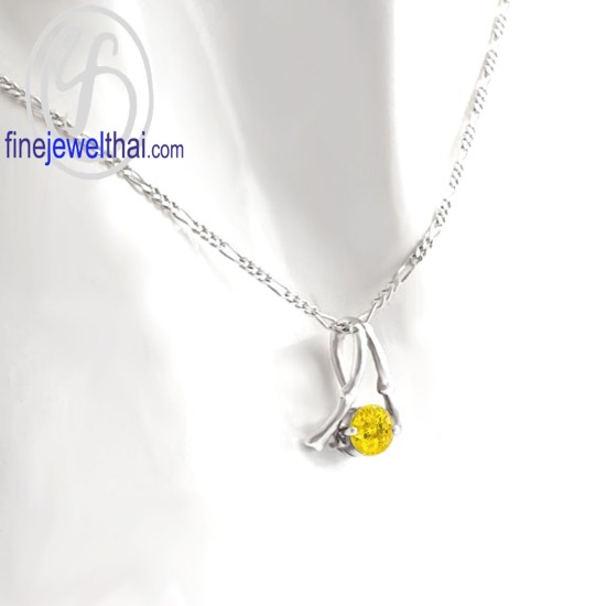 จี้บุษราคัม-จี้พลอย-จี้เงิน-พลอยประจำเดือน-P1126yl จี้บุษราคัม-จี้พลอย-จี้เงิน-พลอยประจำเดือน-P1126yl