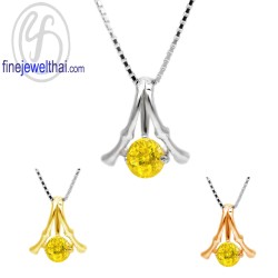 จี้บุษราคัม-จี้พลอย-จี้เงิน-พลอยประจำเดือน-P1126yl