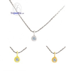 จี้อะความารีน-จี้เงิน-อะความารีนแท้-พลอยประจำเดือนเกิด-Finejewelthai-P1132aq00
