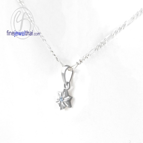 จี้อะความารีน-จี้เงิน-อะความารีนแท้-พลอยประจำเดือนเกิด-Finejewelthai-P1156aq00