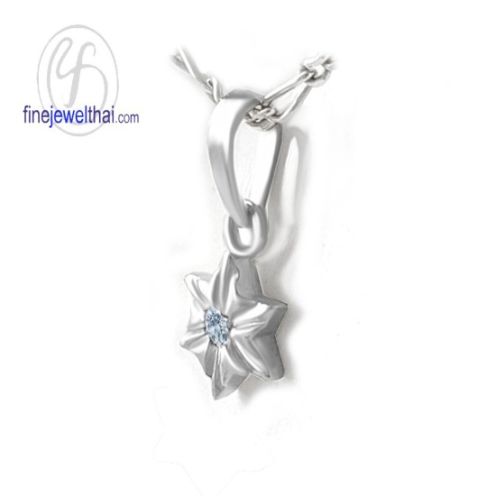 จี้อะความารีน-จี้เงิน-อะความารีนแท้-พลอยประจำเดือนเกิด-Finejewelthai-P1156aq00