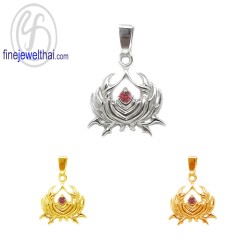 จี้ราศี-ราศีกรกฎ-จี้ทับทิม-จี้เงินแท้-Finejewelthai-P1168rb00