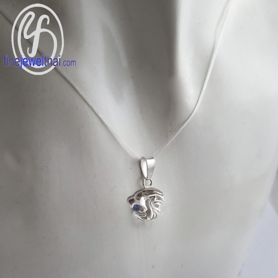 จี้ราศี-ราศีสิงห์-จี้ไพลิน -จี้เงินแท้-Finejewelthai-P1169bl00