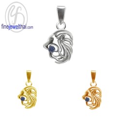 จี้ราศี-ราศีสิงห์-จี้ไพลิน -จี้เงินแท้-Finejewelthai-P1169bl00