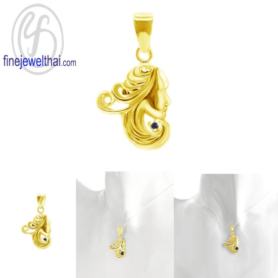จี้ราศี-ราศีกันย์-จี้ไพลิน-จี้เงินแท้-Finejewelthai-P1170bl00