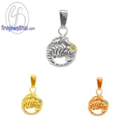 จี้ราศี-ราศีพิจิก-จี้บุษราคัม-จี้เงินแท้-Finejewelthai-P1172yl00