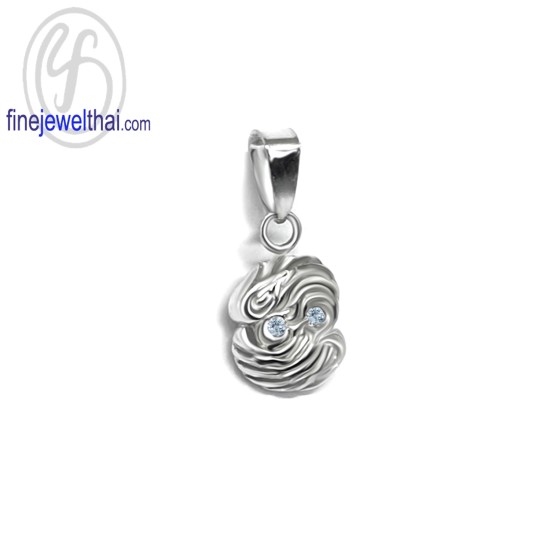 จี้ราศี-ราศีมีน-จี้อะความารีน-จี้เงินแท้-Finejewelthai-P1176aq00
