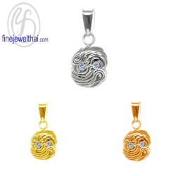จี้ราศี-ราศีมีน-จี้อะความารีน-จี้เงินแท้-Finejewelthai-P1176aq00