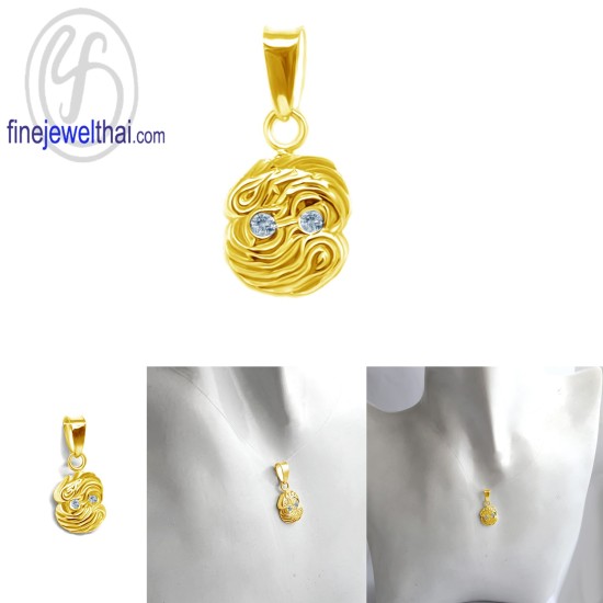 จี้ราศี-ราศีมีน-จี้อะความารีน-จี้เงินแท้-Finejewelthai-P1176aq00