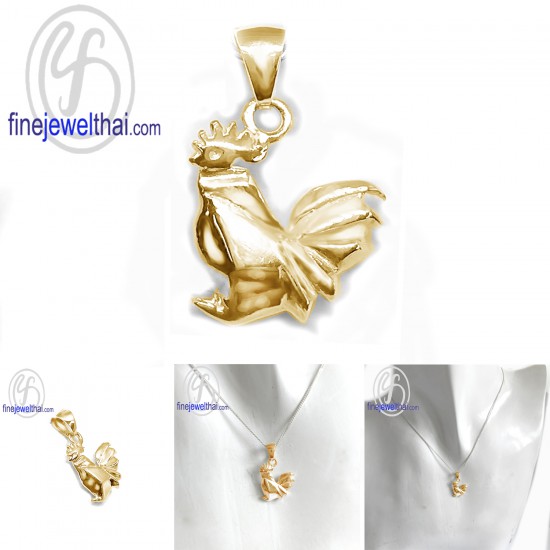 Silver-Chinese-horoscope-Year-of-Rooster-Zodiac-Pendant-Finejewelthai- P119700