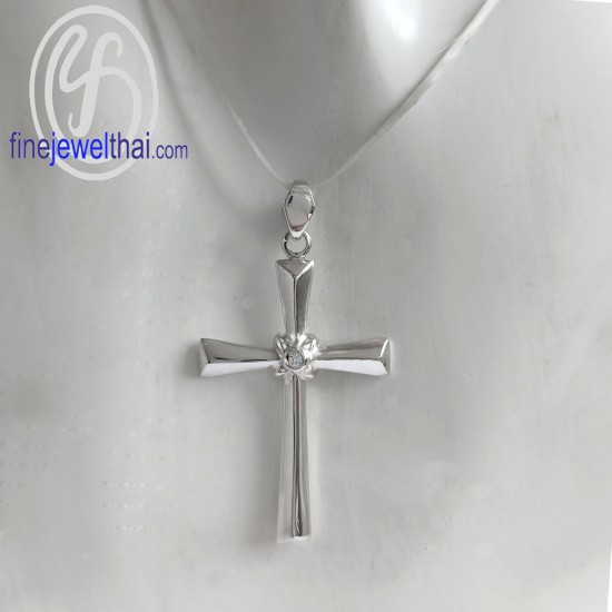 Diamond-CZ-Cross-Silver-Pendant-Birthstone-P1201cz00