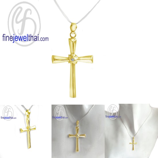 จี้เพชร-จี้ไม้กางเขน-จี้เงิน-เพชร-CZ-พลอยประจำเดือนเกิด-Finejewelthai-P1201cz00