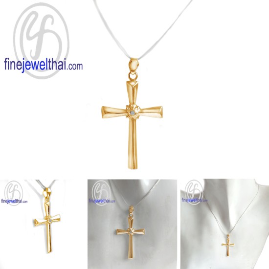 จี้เพชร-จี้ไม้กางเขน-จี้เงิน-เพชร-CZ-พลอยประจำเดือนเกิด-Finejewelthai-P1201cz00