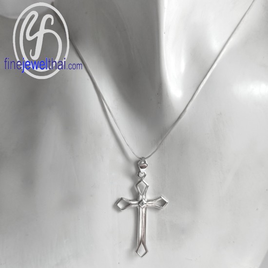 Diamond-CZ-Cross-Silver-Pendant-Birthstone-P1202cz00