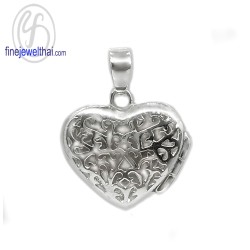 Finejewelthai-ล็อกเก็ต-ทรงหัวใจ-ล็อกเก็ตเงินแท้-แกะสลักอักษร-ล็อกเก็ตใส่รูป-P121500
