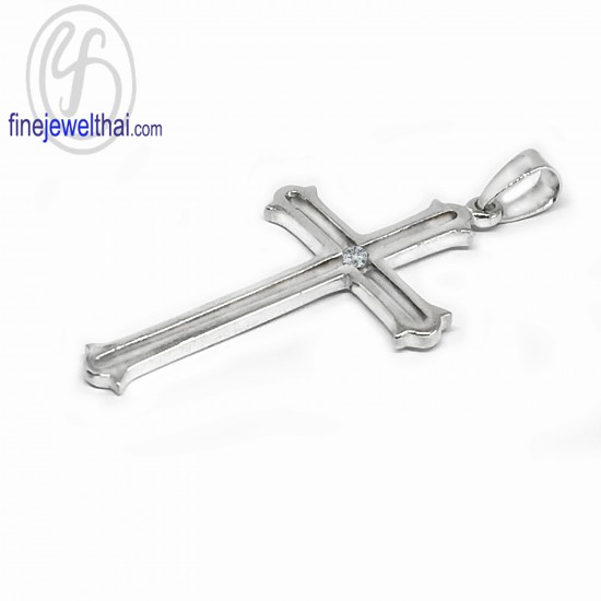 Diamond-CZ-Cross-Silver-Pendant-Birthstone-P1206cz00