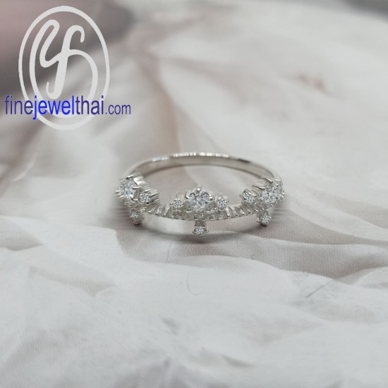 แหวนมงกุฎ-แหวนเจ้าหญิง-แหวนเพชร-แหวนเงินแท้-Finejewelthai-R1396cz