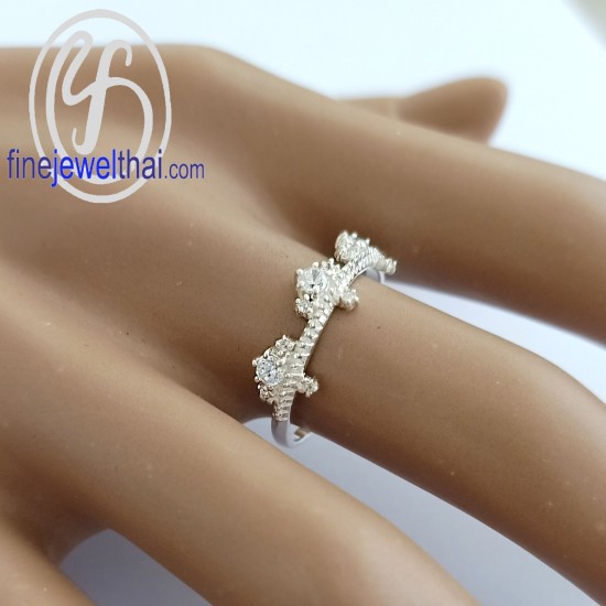 แหวนมงกุฎ-แหวนเจ้าหญิง-แหวนเพชร-แหวนเงินแท้-Finejewelthai-R1396cz