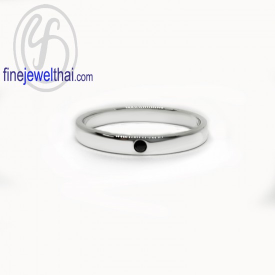 Black-Diamond-Silver-Wedding-Ring-Finejewelthai-R3041di-B
